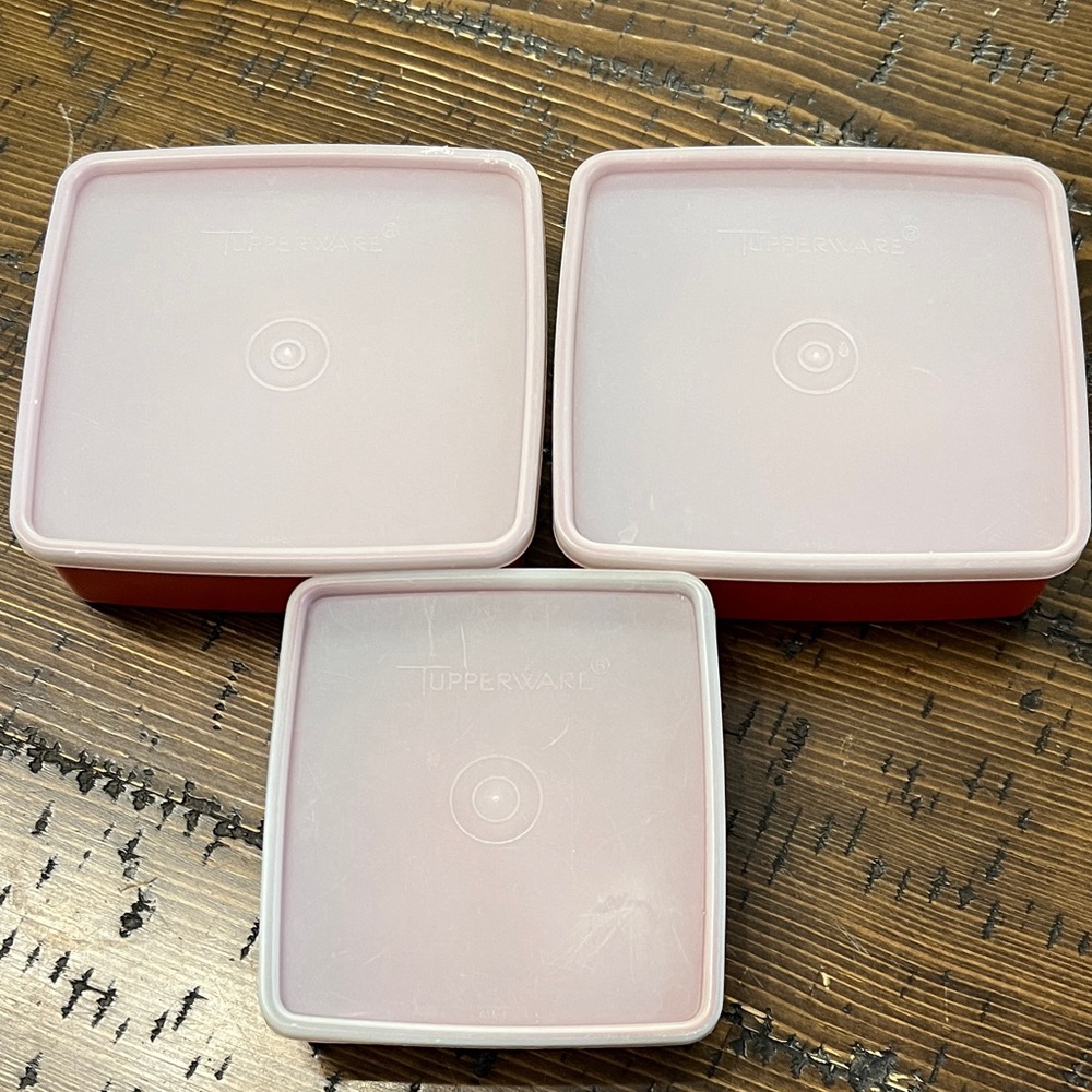 Tupperware Orange Sandwich Container Set